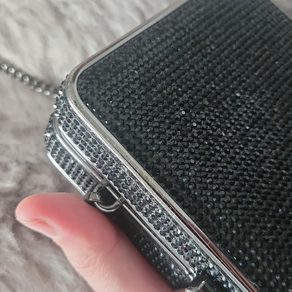 💎RARE💎 NWOT Michael Kors Black Elsie Crystal Embellished Box Clutch - Picture 12 of 16